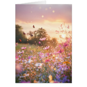 Wildblomma Hälsning Notecard Blank Inside Hälsningskort