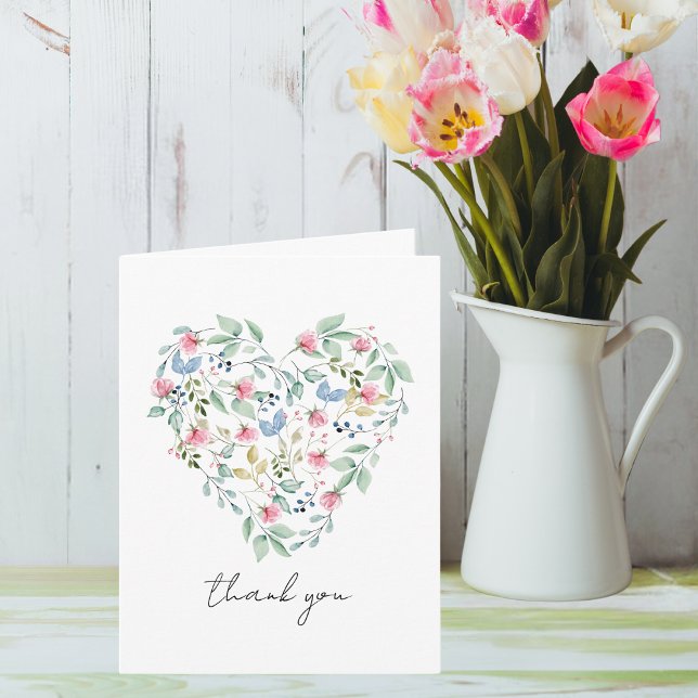 Wildblomma Heart Tack vare dig eller någon Tillfäl Kort (Click "Personalize this Template" to customize this card for any occasion.)