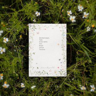 Wildblomma Humla Monogram Personlig Post-it Block