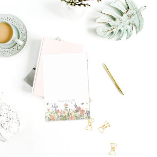 Wildblomma Humla Monogram Personlig Post-it Block
