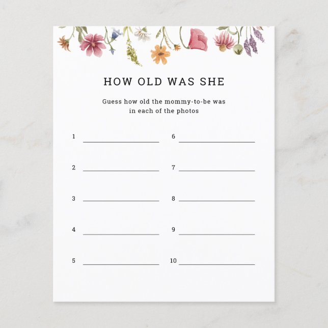 Wildblomma hur gammal hon var när hon spelade kort (Framsida)