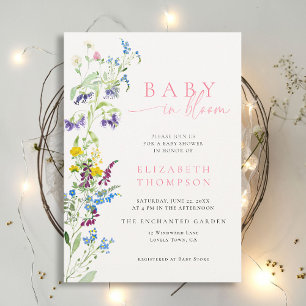 Wildblomma i Bloom Garden Party Girl Baby Shower Inbjudningar