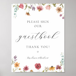 Wildblomma i bloom Skriv vårt Guestbook-tecken Poster