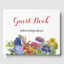 Wildblomma i Bloom Whimsical Blommigt Baby Shower Gästböcker