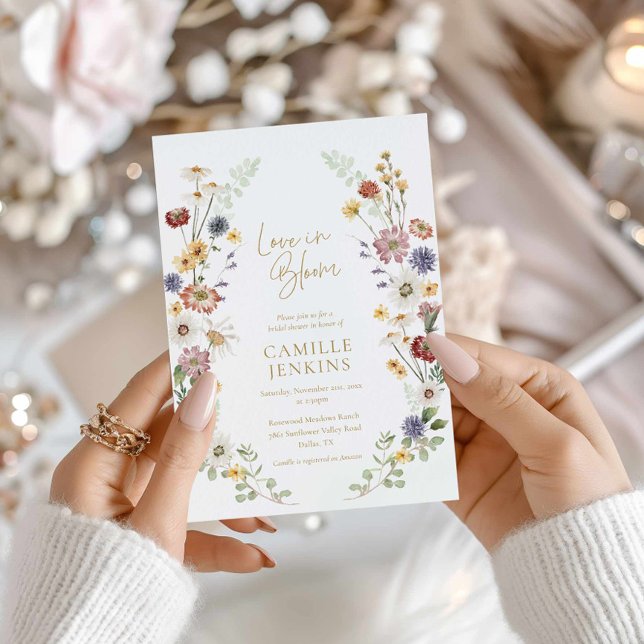Wildblomma Kärlek i Bloom Inbjudningskort för möhi (Love in Bloom Bridal Shower invitation)