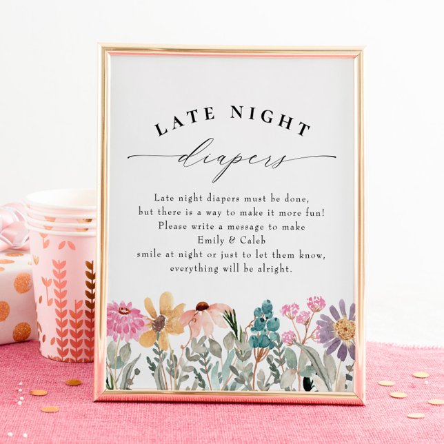 Wildblomma Late Night Diaper Baby Shower Poster (Skapare uppladdad)