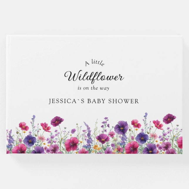 Wildblomma, Lila-Rosa-blomma babyskor Gästböcker (Framsida)