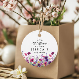 Wildblomma, Lila-Rosa-blomma babyskor Gåvor Etiketter