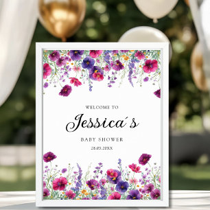 Wildblomma, Lila-Rosa-blomma babyskor Poster