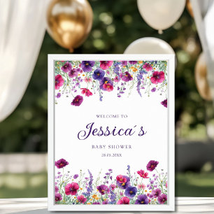 Wildblomma, Lila-Rosa-blomma babyskor Poster
