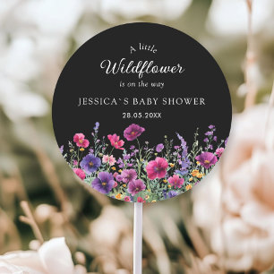 Wildblomma, Lila-Rosa-blomma babyskor Runt Klistermärke
