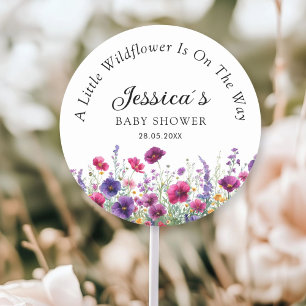 Wildblomma, Lila-Rosa-blomma babyskor Runt Klistermärke