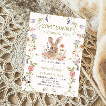 Wildblomma lite Bunny Girl Birthday-inbjudan