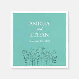 Wildblomma Ljust grönt Bröllop Pappersservett