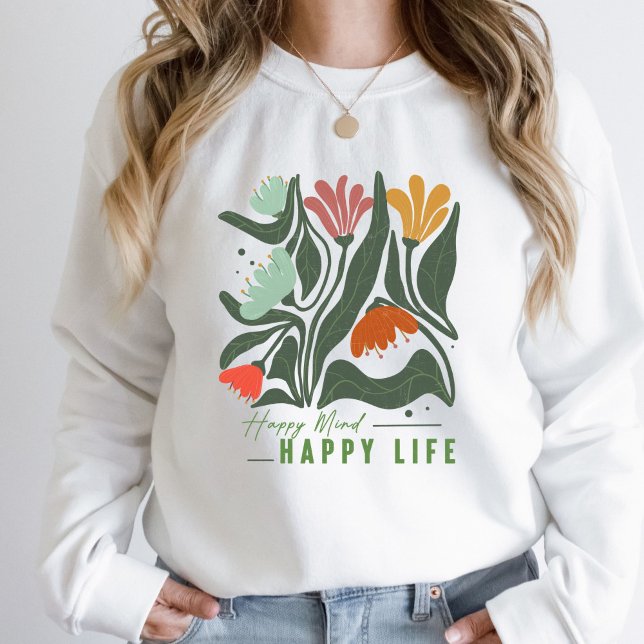 Wildblomma Lycklig Mind Lycklig Life T-shirt (Skapare uppladdad)