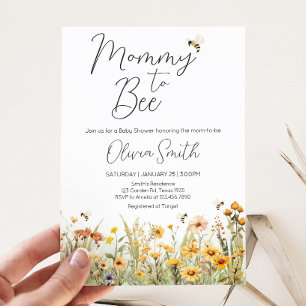 Wildblomma Mamma till Bee Baby Shower Inbjudningar