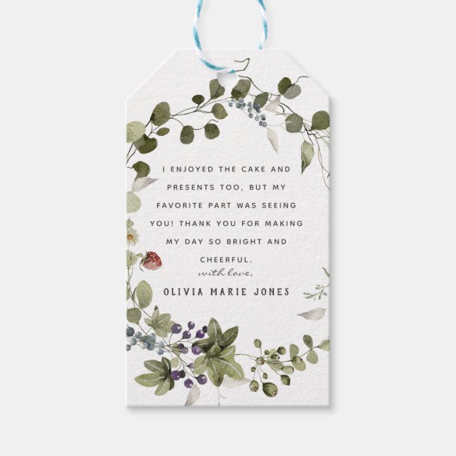 Wildblomma | Märkre för Tack av Födelsedagsfest Presentetikett (Framsidan)