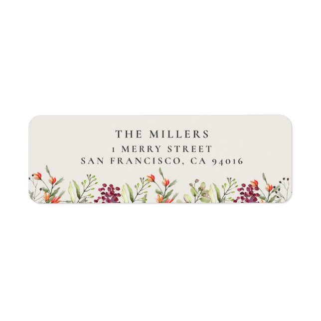 Wildblomma Meadow Bröllop Adressetiketter- Ecru Returadress Etikett (Framsidan)