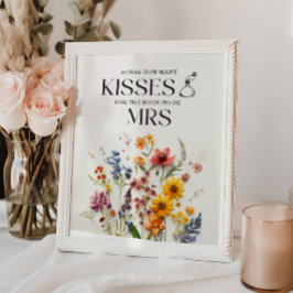 Wildblomma med tryckta blommor Hur många kisses-te Poster
