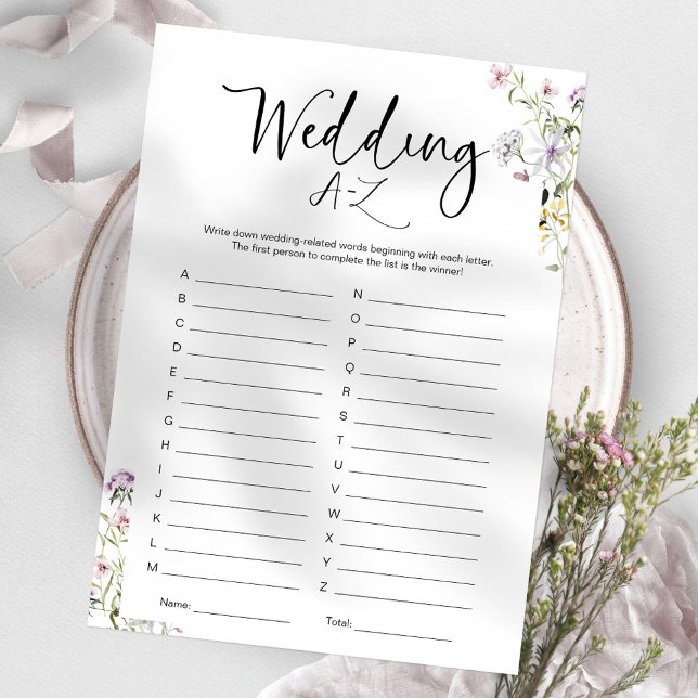 Wildblomma Möhippa Bröllop A-Z-spel Inbjudningar (Skapare uppladdad)