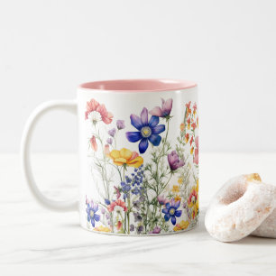Wildblomma Mugg, Flower Kopp, Blommigt Coffee Kopp