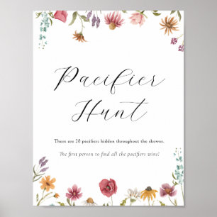 Wildblomma Nappar Hunt Baby Shower Game Sign Poster