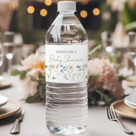 Wildblomma Neutralt Baby Shower Vattenflaskor Etikett