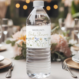Wildblomma Neutralt Baby Shower Vattenflaskor Etikett