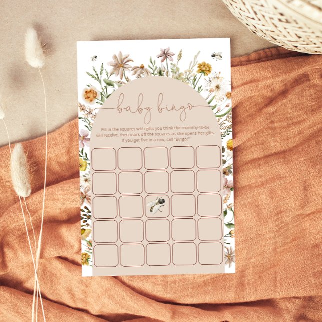Wildblomma och Bee Baby Shower Bingo Game (Skapare uppladdad)