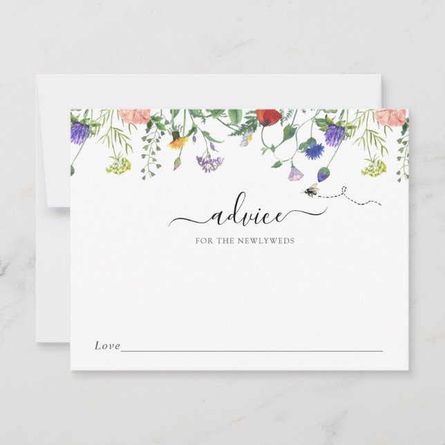 Wildblomma och birådgivning för Newlyweds-kortet Inbjudningar (Framsida)