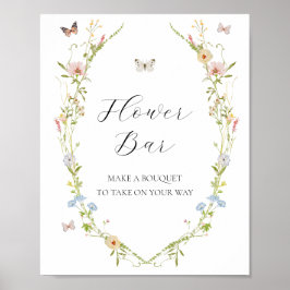 Wildblomma och Butterflies Flower Bouquet Pub Sign Poster