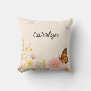 Wildblomma och Dragonfly Flicka Nursery Kudde