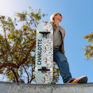 Wildblomma och Kontrollerad Mönster Mini Skateboard Bräda 18,5 Cm