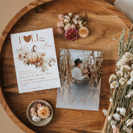 Wildblomma och Pumpkin Boho Chic Fall Wedding Inbjudningar