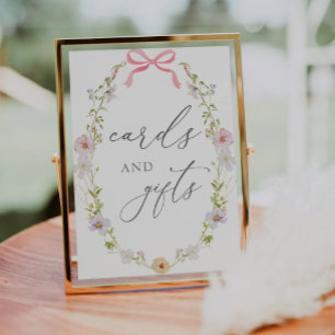 Wildblomma och Rosa Bow Cards och GPS-tecken Poster