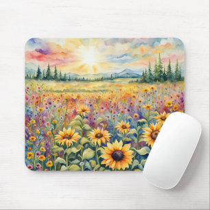 Wildblomma och solros Fält Musmatta