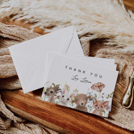 Wildblomma och Woodland Animals Baby Shower Tack Kort
