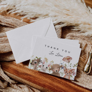 Wildblomma och Woodland Animals Baby Shower Tack Kort