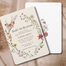 Wildblomma Önskemål A Baby Shower in Bloom Inbjudningar