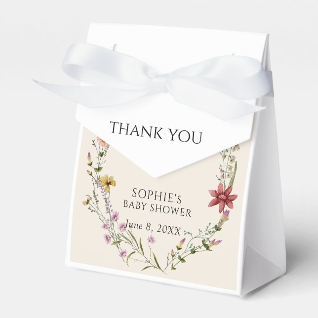 Wildblomma Önskemål A Baby Shower in Bloom Presentaskar (Framsidan Sidan)