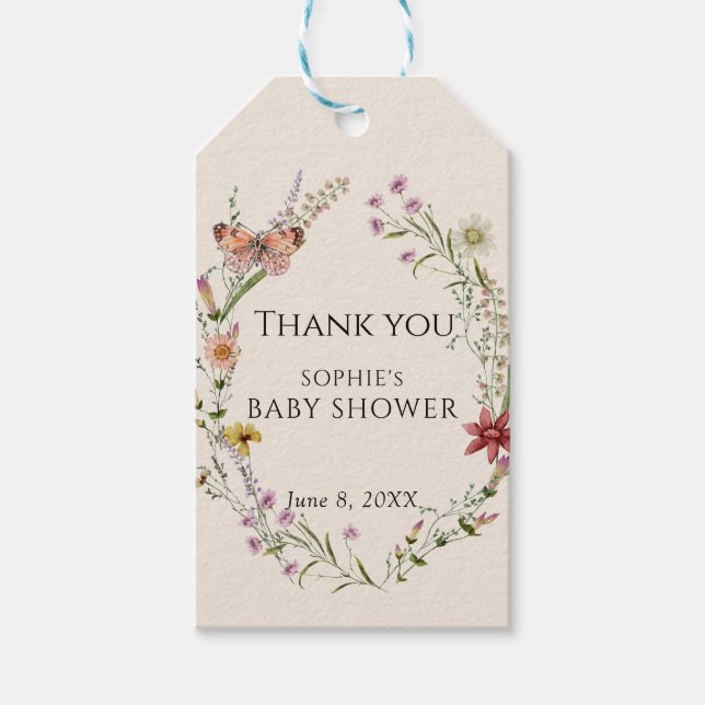 Wildblomma Önskemål A Baby Shower in Bloom Presentetikett (Framsidan)