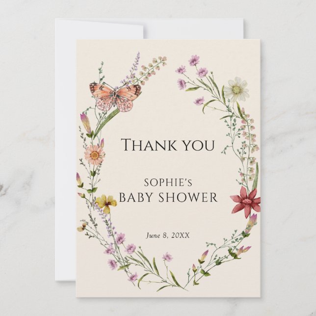 Wildblomma Önskemål A Baby Shower in Bloom Tack Kort (Framsida)