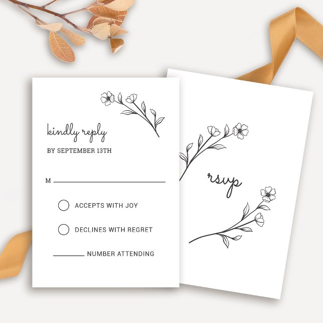 Wildblomma OSA kort (Wildflower RSVP Card by Fiesta Valley Print)