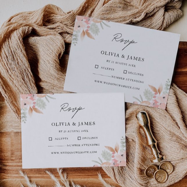 Wildblomma OSA kort Bröllop-mall (Wildflower RSVP Card Wedding Template)
