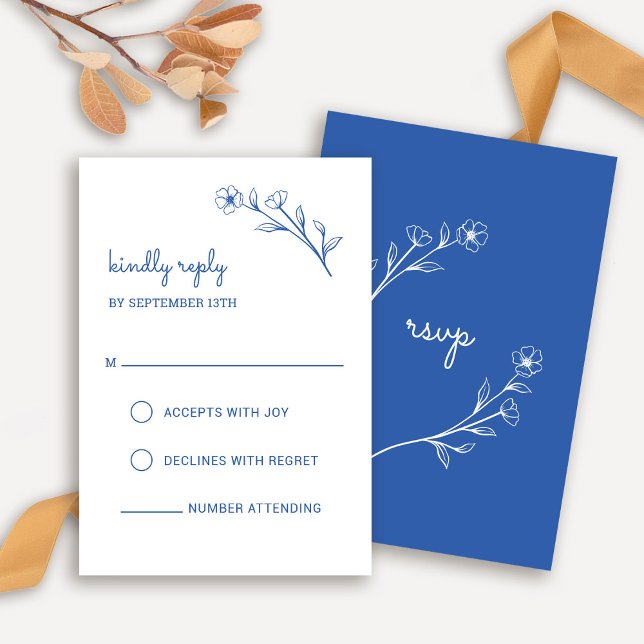 Wildblomma OSA kort i Cobalt Blue (Wildflower RSVP Card in Cobalt Blue)