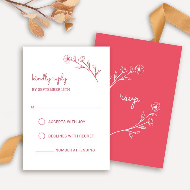 Wildblomma OSA kort i Ro Red (Wildflower RSVP Card in Rose Red)