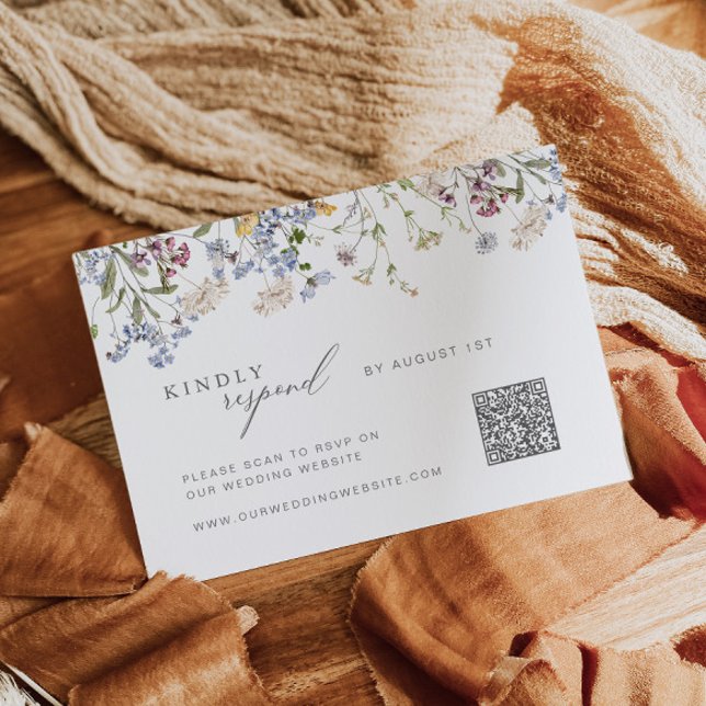 Wildblomma OSA kort med QR-Blommigt Boho (Skapare uppladdad)