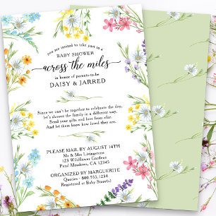 Wildblomma över Miles Baby Shower med post Inbjudningar