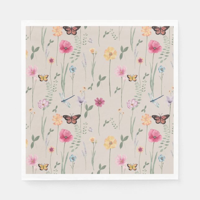 Wildblomma Party Papper Napkins Pappersservett (Framsidan)