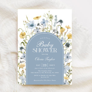Wildblomma Pojke Shower Blue Inbjudningar